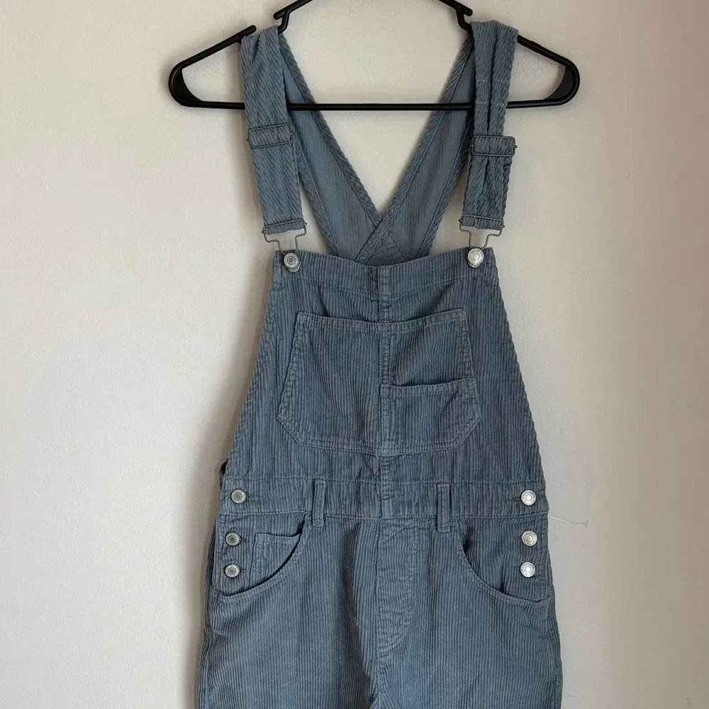 Free People Womens Ziggy baggy dusty blue corduroy overalls bibbs Spring Fall XS